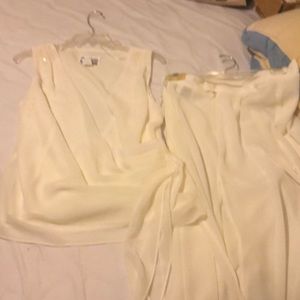 2 piece elegant suit Ivory suit with palazzo pants